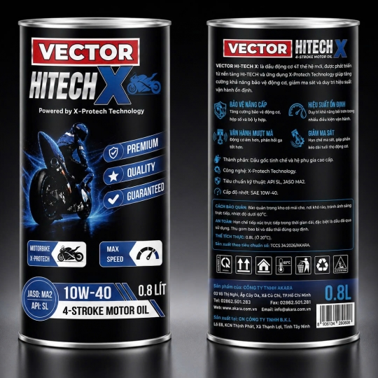 DẦU ĐỘNG CƠ VECTOR HITECH X 10W-40 API SL / JASO MA2